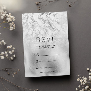 Invitation Réponse de luxe gris blanc marbre RSVP