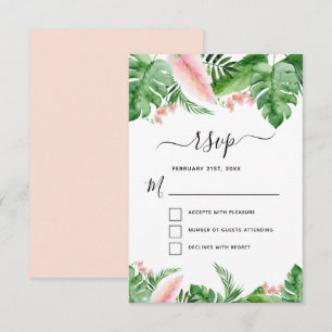 Invitation Réponse de mariage aquarelle florale de palmier tr