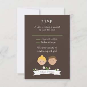 Invitation Réponse de mariage avec portrait personnalisé (blo