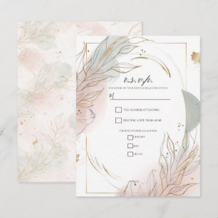 Invitation Réponse de mariage botanique à la sauge dorée et a