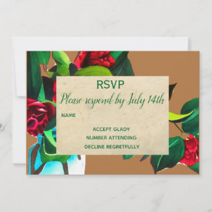 Invitation Réponse de mariage camélia floral campagne rustiqu