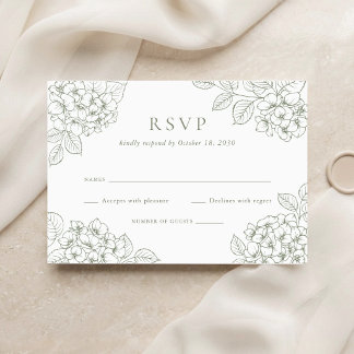 Invitation Réponse de mariage élégante aux hortensias verts f