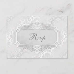 Invitation Réponse de Mariage Élégante en Damassé Argenté