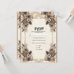 Invitation Réponse de mariage élégante vintage bohème florale