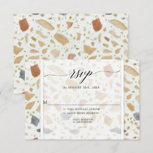 Invitation Réponse de mariage en terre cuite Terrazzo rétro m