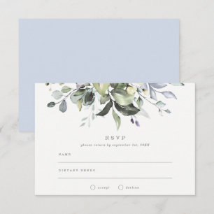 Invitation Réponse de mariage Fleurs Bleu Poussiéreux