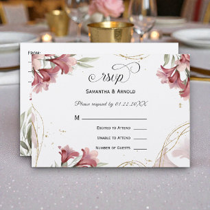 Invitation Réponse de mariage floral marron aquarelle
