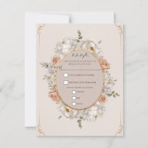 Invitation Réponse de mariage floral Paeonia lactiflora & Ros