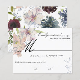 Invitation Réponse de mariage floral ton joyau sombre
