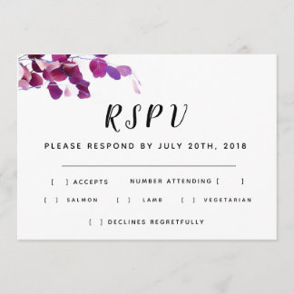 Invitation Réponse de mariage floral violet RSPV