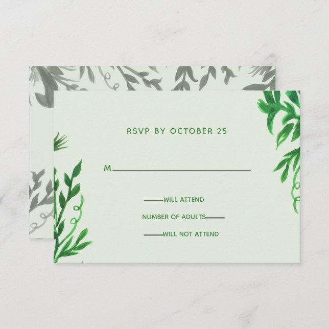 Invitation Réponse de mariage flore botanique monogramme (Devant / Derrière)
