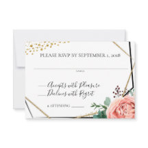 Réponse de mariage géométrique moderne or et rose