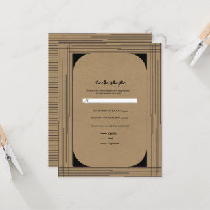Invitation Réponse de mariage lignes modernes minimales Kraft