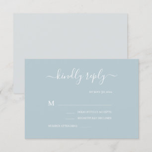 Invitation Réponse de mariage minimaliste bleu gris blanc