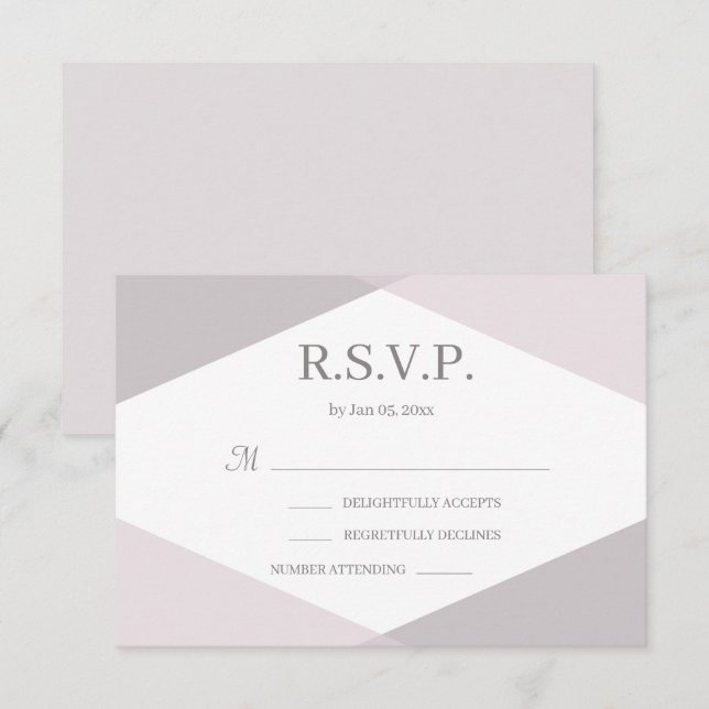 Invitation Réponse de mariage moderne géométrique rose blanc (Devant / Derrière)