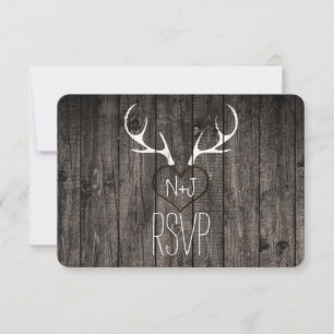 Invitation Réponse de mariage Rustique de bois de cerf et coe