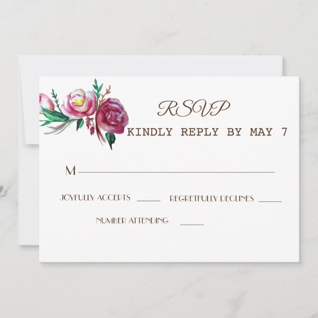 Invitation Réponse de mariage rustique élégant (Devant)