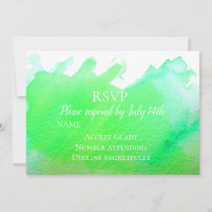 Invitation Réponse de mariage vert moderne aquarelle RSVP