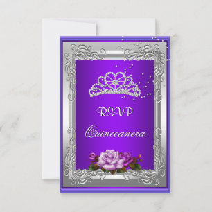 Invitation Réponse de réponse RSVP Rose argentée violette Qui