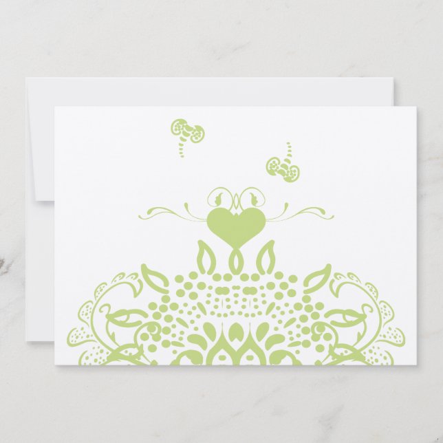 Invitation Réponse du Mariage Apple Green Bees and Hearts (Devant)