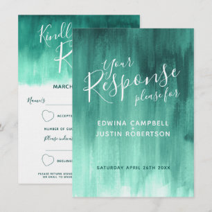 Invitation Réponse du mariage d'art moderne Emerald abstrait 