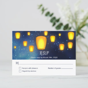 Invitation Réponse du Mariage des lanternes flottantes RSVP