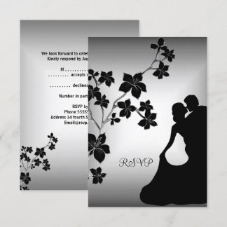 Invitation Réponse élégante événement or argent blanc