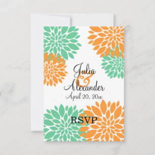 Invitation Réponse Élégante Menthe et Fleur d'Orange