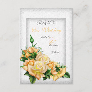 Invitation Réponse pour mariage Bouquet de roses jaunes épous