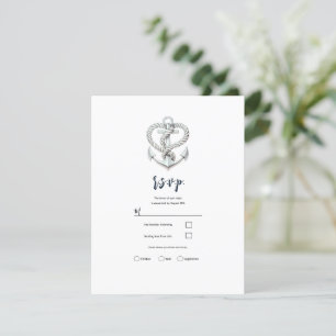 Invitation Réponse pour mariage côtier avec corde d'ancre de