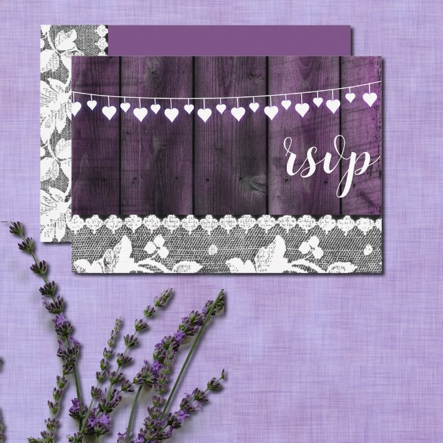 Invitation réponse pour mariage rustique - bois, dentelle, co (Créateur téléchargé)