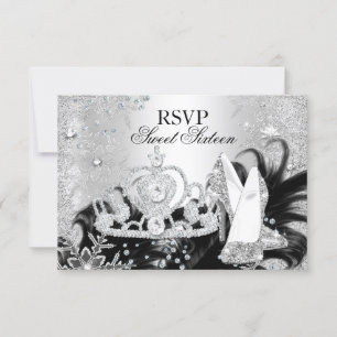 Invitation Réponse pour Winter Sparkle Snowflake Silver Sweet