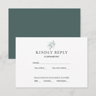 Invitation Réponse RSVP de mariage au thème Eucalyptus Bleu V