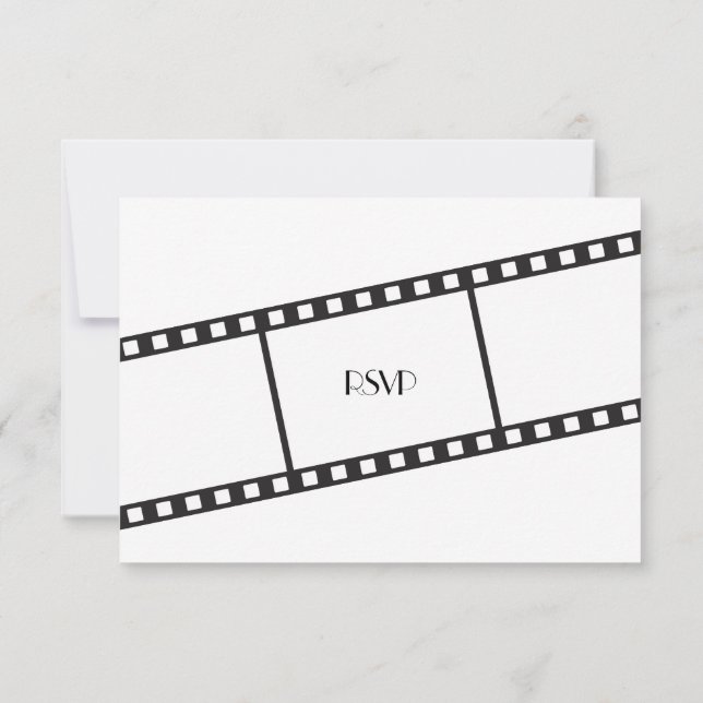 Invitation Réponse RSVP de mariage de bande de film cinématog (Dos)