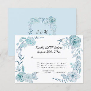 Invitation Réponse RSVP Fleurs Aquarelle Rose Terre Cuite Mar
