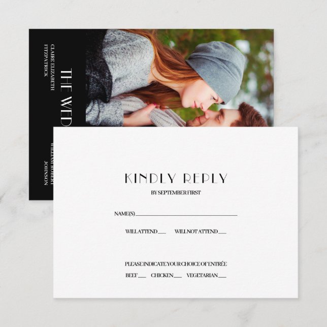 Invitation Réponse RSVP pour l'affiche de film de mariage à H (Devant / Derrière)
