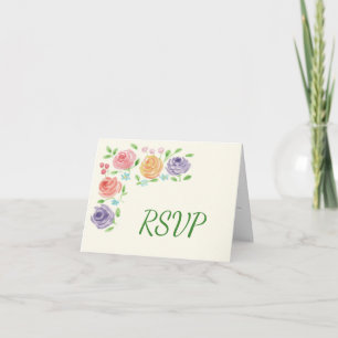 Invitation Réponse RSVP Réception Fleurs Aquarelle