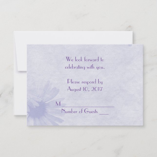 Invitation Réponse RSVP Soft Lavender Daisy (Devant)