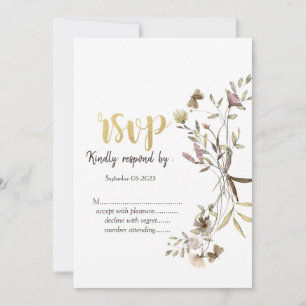 Invitation Réponse souhaitée pour Prairie de fleurs sauvages