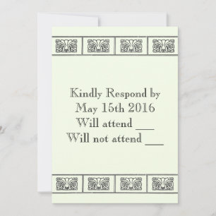 Invitation Réponse vintage aux frontières des fleurs Art déco