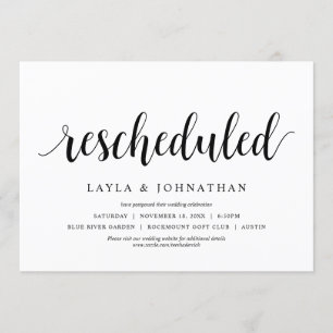 Invitation Reporté, changement de date de mariage