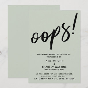 Invitation Reporté Mariage humoristique "Oups !"Faire-part