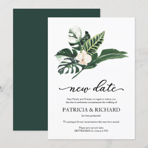 Invitation Repostage Mariage de la nouvelle date de la floral