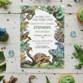 Invitation Reptile Slither Crawl Serpent Turtle Anniversaire