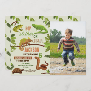 Invitation Reptiles Serpent Anniversaire Fête Photo Grenouill