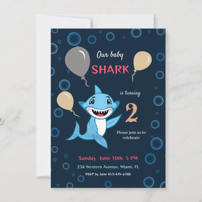 Invitation Requin bébé (Devant)