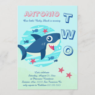 Invitation requin bébé 2e anniversaire sous la mer mignon