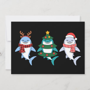 Invitation Requin de Noël Santa Renne Arbre Xmas Vacances