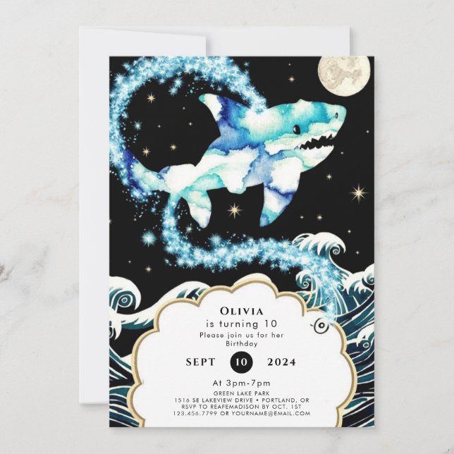 Invitation Requin enchanté Pastel personnalisé Anniversaire (Devant)
