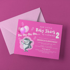 Invitation Requin Rose Mignon | Anniversaire Ballons Roses